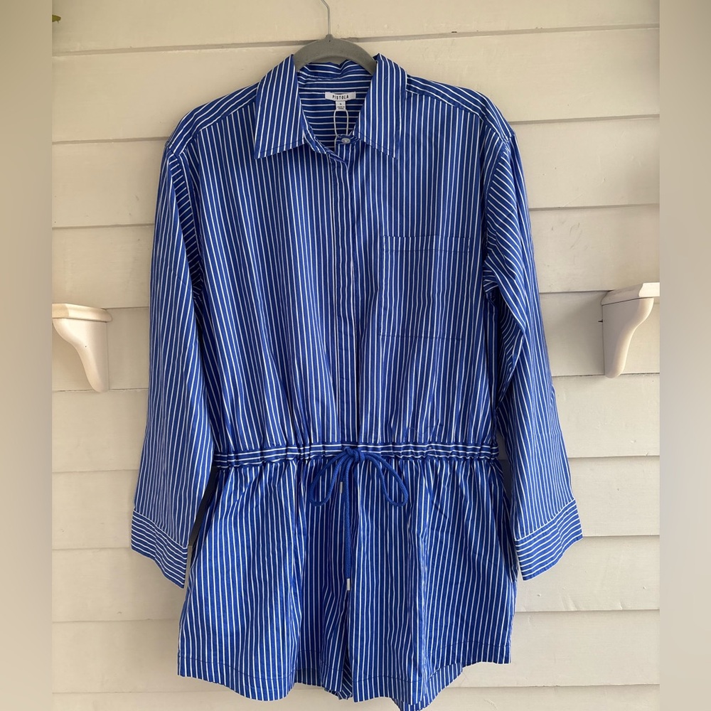 pistola Amelie Ultramarine Striped Shorts Romper One piece. Size Small NWT - Picture 12 of 13